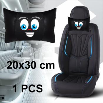 Auto Nackenkissen 20x30cm Nackenpolster Leder Schwarz mit Druck Design